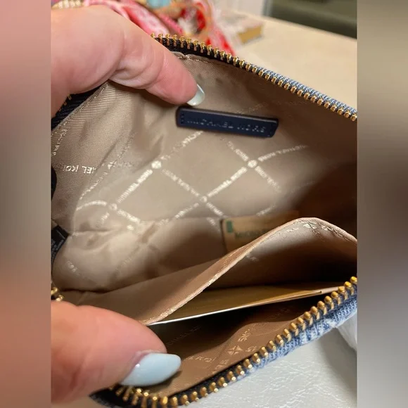 Michael Kors Jet Set Small Chain Denim Pouchette NWT - Picture 8 of 17